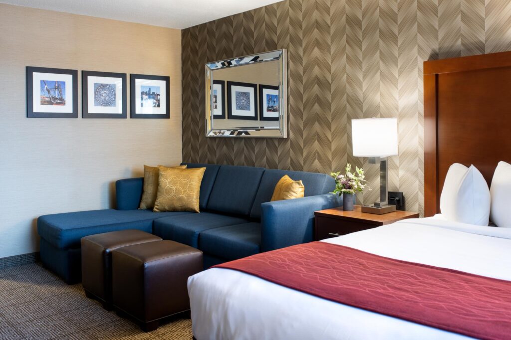 hotel room inside Comfort Inn & Suites Logan International Airport
