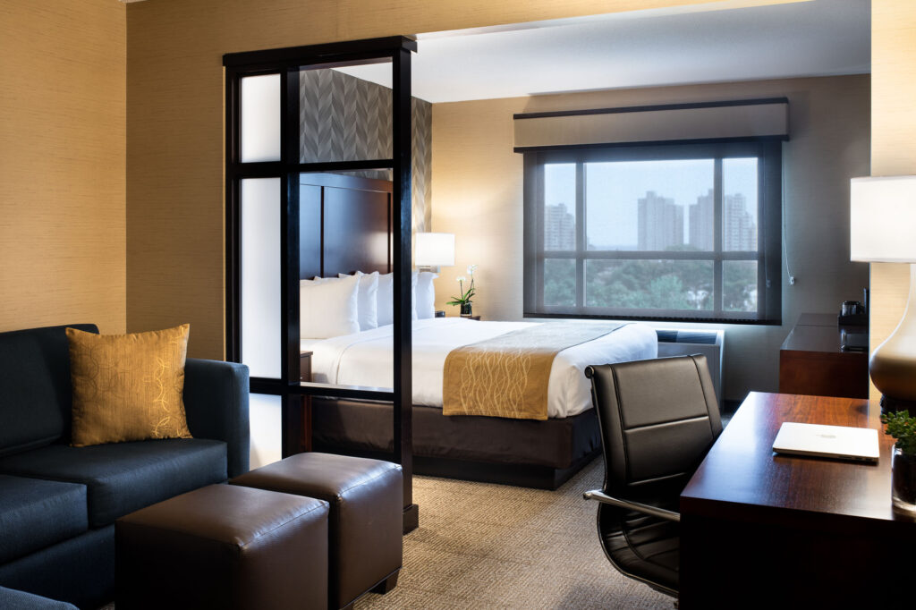hotel room inside Comfort Inn & Suites Logan International Airport